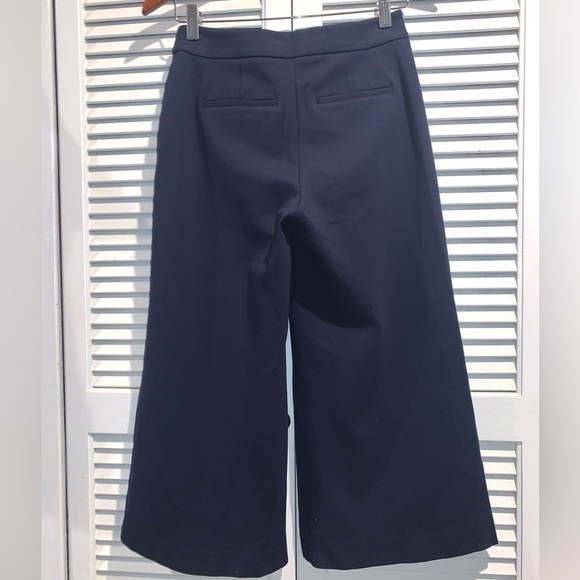 Boden Jersey Wide Leg High Rise Culottes Pants in Navy Blue 4 Petite - Picture 6 of 11